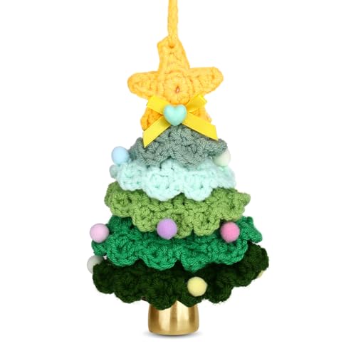 AWARDSEN Grün Handgehäkelt Mini Weihnachtsbaum mit Glöckchen, für...