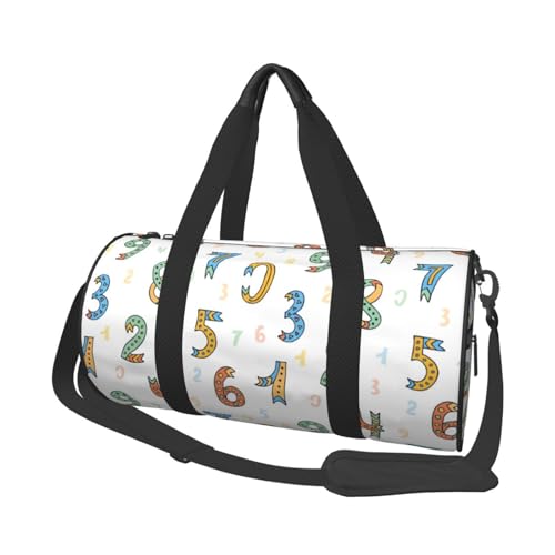Large Duffle Bag for Travel - Math Number Print Cartoon Gym Bag for Women Men, Foldable Travel Bags for Women Men with Zippered Multiple Pockets
