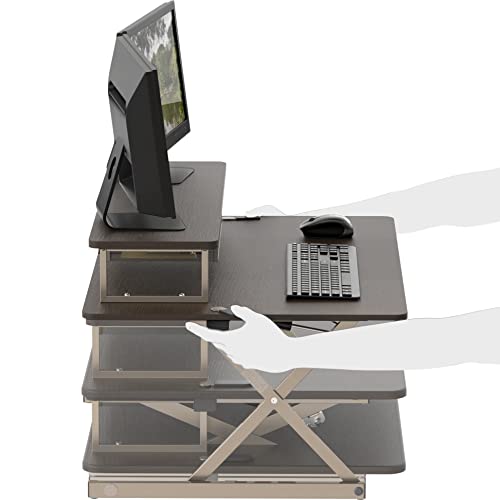 Shw 36-Inch Over Desk Height Adjustable Standing Desk With Monitor Riser, Espresso #TOP4