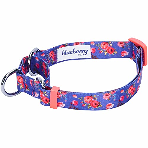 Blueberry Pet Spring Scent Inspired Rose Print Martingale Safety Training Dog Collar, Irish Blue, Small, Heavy Duty Adjustable Collars For Dogs #TOP1