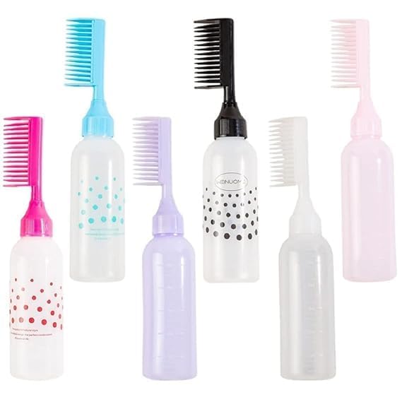 Hair Applicator Bottle with Comb (Pack of 3) | Hair Dye Applicator Bottle | Root Comb Applicator for Hair Coloring, Oil, Shampoo & Scalp Treatment | Leakproof Hair Coloring Tool | Multicolor-image-4