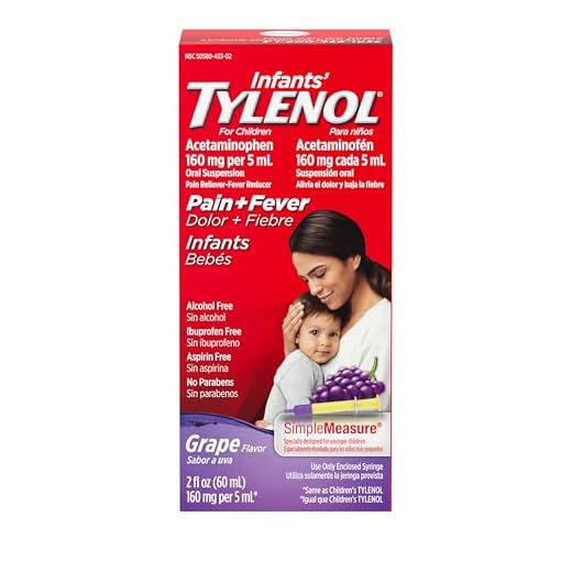 Infants' Tylenol Liquid Pain Relief & Fever Medicine, Oral Suspension, Acetaminophen for Sore Throat, Headache & Teething, Pain Reliever & Fever Reducer for Kids; Grape Flavor, 2 fl. oz.; Pack of 1