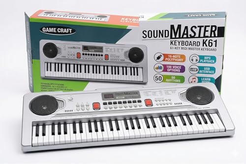 Image of Mega Music Station 61 Keys Electronic Keyboard Piano for Kids with MP3, USB Input, LED Display, Built-in Speakers, Demo Songs, Tones & Rhythms | Musical Keyboard for Beginners Boys & Girls