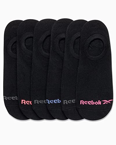 Image of Reebok Womens No Show Socks Stretch Performance Invisible Liners, 6 Pack | Moisture-Wicking Fabric, Silicone Heel Grip, Reinforced Heel & Toe, Ultra Low Cut, Shoe Size 4-10