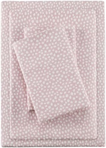 True North by Sleep Philosophy Cozy Flannel Warm 100% Cotton Sheet - Novelty Print Animals Stars Cute Ultra Soft Cold Weather Bedding Set, Queen, Blush Dots 4 Piece - Thumbnail 2