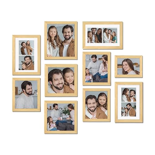 Image of Art Street Modern Wall Collage Photo Frame, Individual Picture Frame Set For Living Room, Decorative Wall Hanging Home Decor-Set Of 10 (6x8, 8x8, 8x10, 6x10 Inch, Beige)