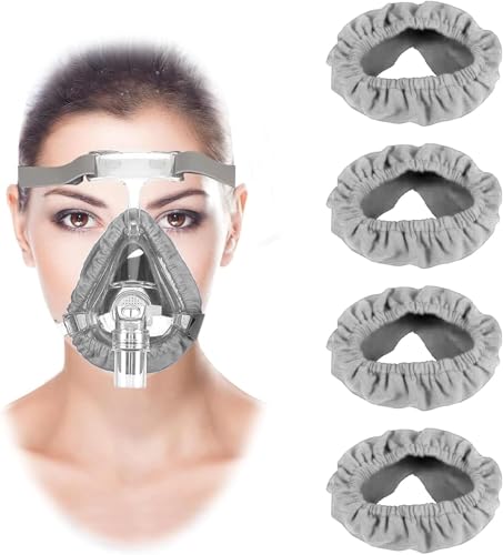 SEESUNO 4 Pack Mask Liners, Reusable & Hypoallergenic Cushion Covers, Prevent Air Leaks & Red Marks for Most Full Face Masks, Enhance Comfort, Reduce Noise & Skin Irritation (Grey)