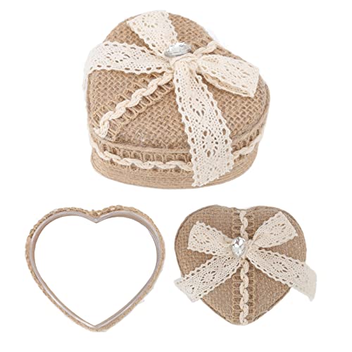 NLDGR Boîte à Bagues en Forme de Cœur, Garniture en Lin Tricotée pour Bagues de Cérémonie Boîte de Rangement pour Bagues de Mariage Organisateur de Bijoux pour Mariage Boîte à Bijoux(type 2) Cover
