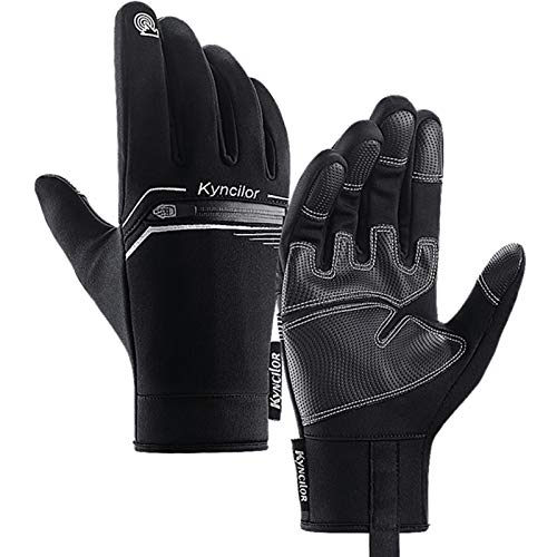 Guantes de invierno de ciclismo guantes de pantalla táctil impermeables cálidos guantes de poliuretano negro - negro -...