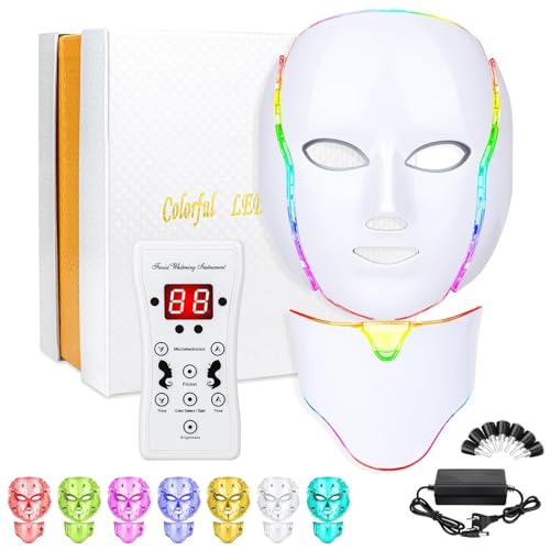 18FTRabbit Red Light Theràpy Màsk for Face, LED Face Màsk, 7 Color LEDFace Màsk Light Theràpy, LED Facial Màsk Skìn Care Màsk for Both Beauty Salons and Home Use