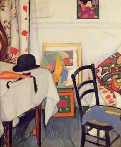 Lienzo decorativo de Samuel John Peploe con abanico japonés para un dormitorio elegante 60x90cm