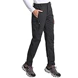 BALEAF Women's Hiking Fleece-Lined Ski Pants Windproof Water-Resistant Outdoor Insulated Soft Shell Black XL