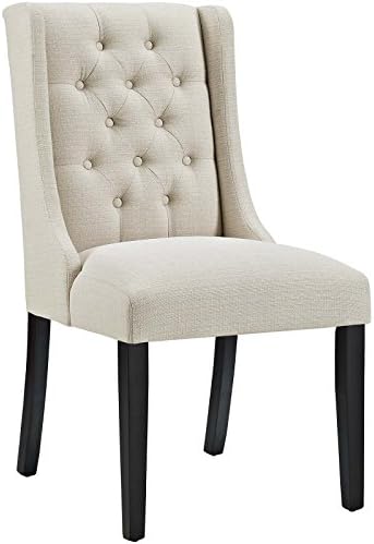 Modway Baronet Modern Tufted Upholstered Fabric Parsons Kitchen and Dining Room Chair in Beige - Thumbnail 2