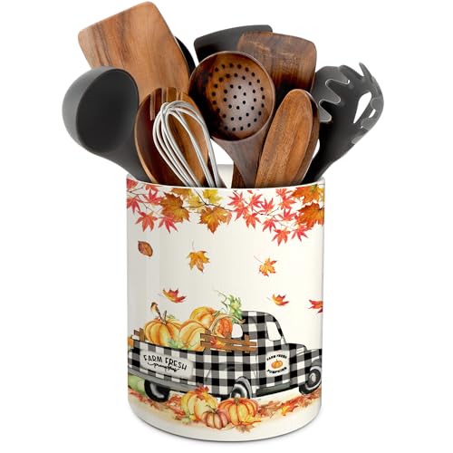 pinata Fall Kitchen Decor Ceramic Utensil Holder, Farmhouse Fall Truck...