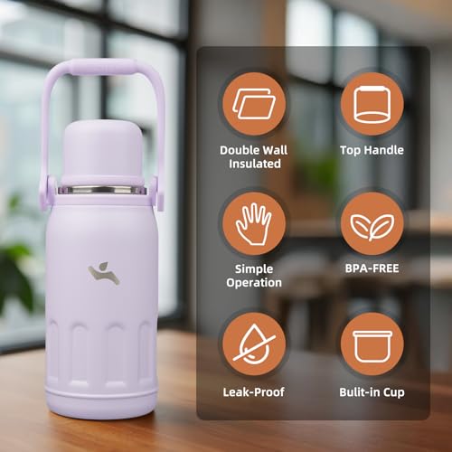 Image of Konokyo 27oz Thermos for Cold Drinks, Insulated Water Bottle, Purple