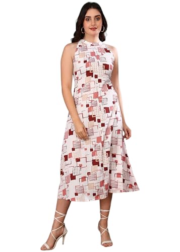 Image of Yash Gallery Women's primium Fabric Printed Midi Dress for Women & Girls