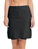 LAUSONS Damen Bikini Hose mit Rock Hoher Taille Strandrock Schwimm Baderock lang Schwarz DE 38-40 / Etikettes M