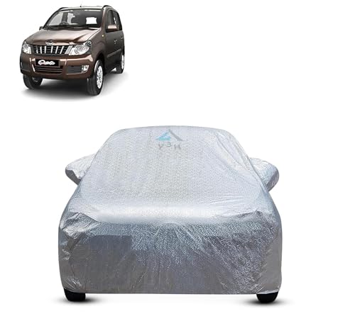 Image of Y3H 100% Waterproof Car Cover Compatible with Mahindra Quanto Custom Fit Body Covers with Mirror Pockets | Color : Metalic Silver
