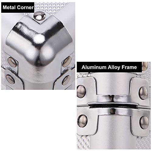Aluminum Hard Tool Box Case Portable Carrying Case Briefcase Flight Cases Empty Box with Code Lock, Silver/Black4