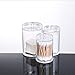Bekith 3pc Premium Quality Acrylic Clear Plastic Apothecary Jar, Cotton Swab Ball Pad Holder, Qtip Jar Clear Makeup Organizer, Bathroom Containers Dispenser