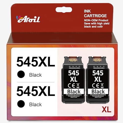 Aroil PG-545XL Noir pour Cartouches d'encre Canon 545 XL de Rechange pour Pixma MX495 TR4550 TS3350 TS3150 TR4551 MG3050 MG2555s MX490 TS3151 MG2550s MG2950 MG2950S MG3050S 1 (2 Pack Noir)
