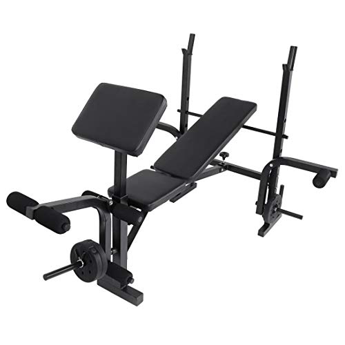 XINQITE Olympic Weight Bench, Multifunctional Workout Station Adjustable Dumbbell Bench Weightlifting Bed with Preacher Curl Leg Developer and Crunch Handle