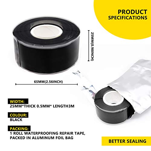 Senkei Self Fusing Silicone Tape 1" X 10' Hose Repair Tape Waterproof For Air Hose Plumbing Repair, Pvc Pipe Repair Hose Leak Seal Emergency Repairs Wire Insulation #TOP1