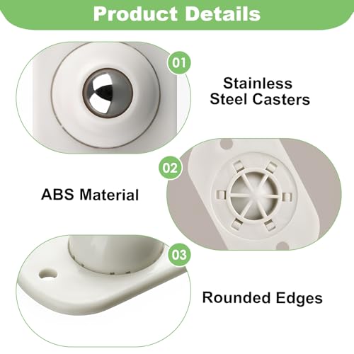 8 Piezas Mini Ruedas Adhesivas Giratorias 360° Ruedas Giratorias Adhesivas Pequeñas para Bricolaje Caja de Pañuelos, Cubo de Basura, Electrodomésticos de Cocina, Caja de Almacenamiento Blanco - imagen 6