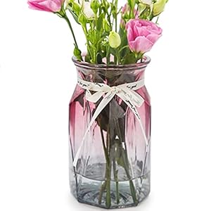 OFFIDIX Glass vase, Modern Geometric Centerpieces Decorative Vase Gradient Multicolor Flower Vase for Office, Home Kitchen, Wedding Decoration (Purple Gray)