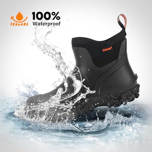 Showave Men'S Ankle Rain Boots Waterproof Rubber Garden Boots Durable Slip On Rain Shoes For Outdoor Mud Yard Chore thumb #4
