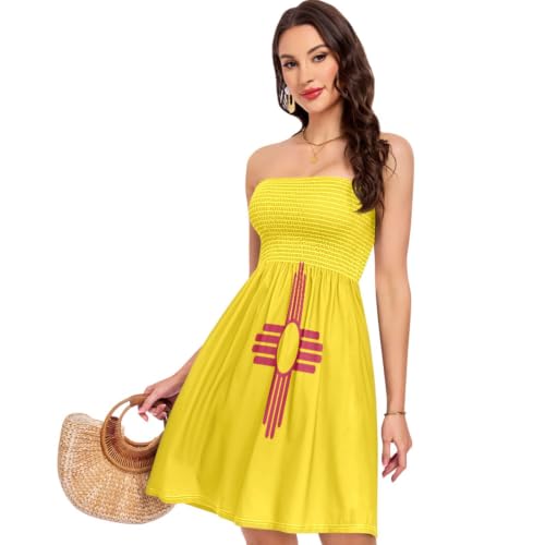 Mini robe d'été décontractée GuoChe robe bustier imprimé drapeau Nouveau-Mexique pour femme