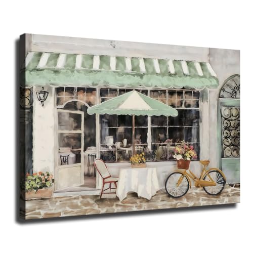 Charming Cafe Bicycle Canvas Print 24x36