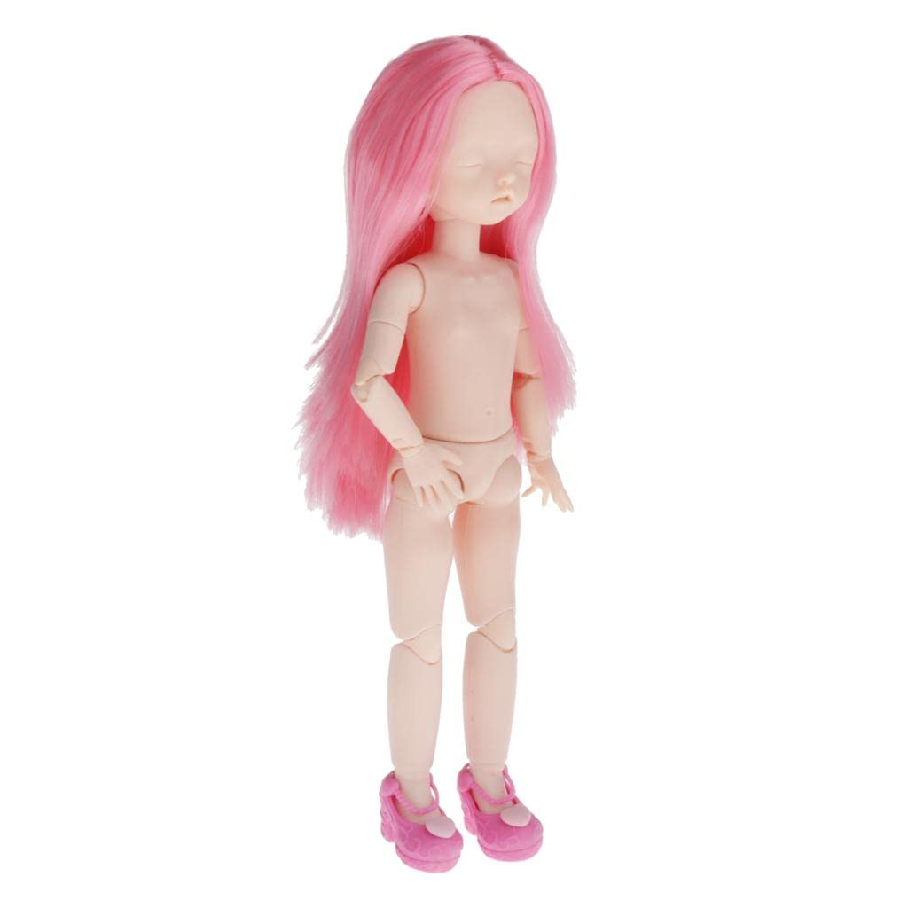 Meadawgs® Lovely 28cm Girl Doll Nude Body Part Rose Pink Straight Hair Central Parting