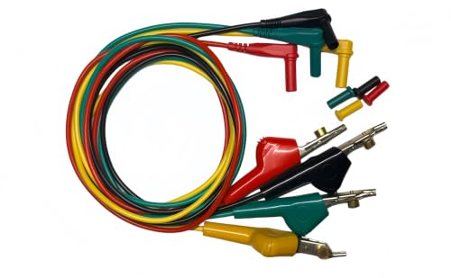 Image of TL510KIT Black Red Yellow Green Alligator Clip Bed of Nails to 4mm Banana Plug Male Right Angle Silicone Test Lead,Multimeter Piercing Test Leads