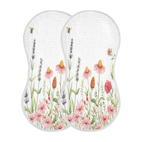 Watercolor Wildflowers Burp Cloths Cotton Baby Washcloths,Large 22x11in Burping Cloth Absorbent and Soft for Newborn Baby Boys and Girls,1 Pack2