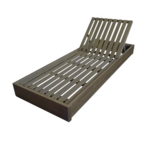 Christopher Knight Home Bayard Acacia Wood Chaise Lounge Chair Outdoor, Adjustable Backrest Sun...