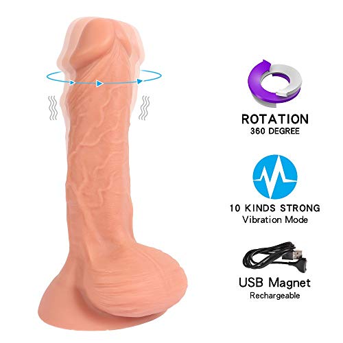 Manigugu Lifelike Silicone Dî'ldɔ Thrusting Rotating Modes Ví-bratór Silicone Waterproof Massager Manigugu