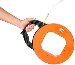 Fish Tape, 30m/98.4ft Non-Conductive Fiberglass Fish Tape in Reel, Wire Cable Puller Electrician Tools, for Pulling Wire and Cable