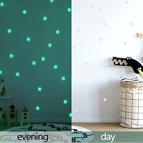100 Pcs Glow In The Dark Luminous Stars Fluorescent Noctilucent Plastic Wall Stickers Murals Decals For Home Art Decor Ceiling Wall Decorate Kids Babys Portable Darkroom Equipment (White, One Size) #TOP7