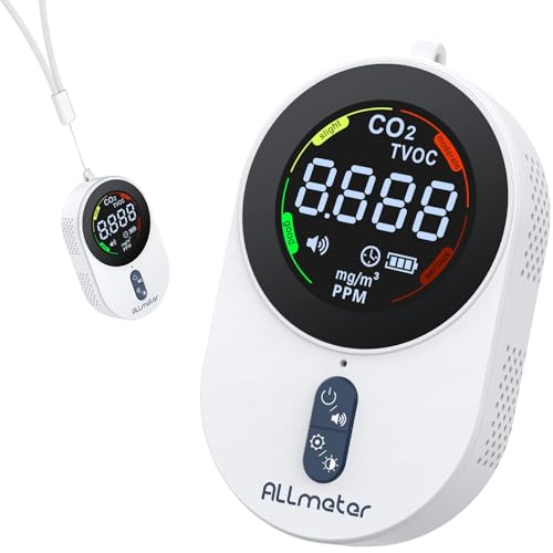 ALLmeter CO2 Melder Luftqualität Messgerät 2 in 1 Weiß Wiederaufladbar CO2 Messgerät mit LCD für Zuhause Büro Reisen Camping ALLmeter CO2 Melder Luftqualität Messgerät 2 in 1 Weiß Wiederaufladbar CO2 Messgerät mit LCD für Zuhause Büro Reisen Camping