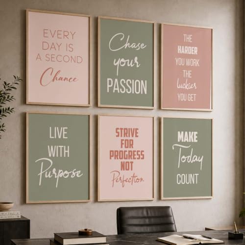 Image of kotart Motivational Quote wall frames for wall hanging, Home decor wall paintings for living room, bed room | Poster with glass frames Set of 6 Multicolo (13x17 inch, D)