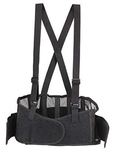 Trademark Supplies Back Brace Lumbar Support with Adjustable Suspenders, Hook and Loop Fastener, Breathable Back Panel Made with Spandex Material, Removable Straps