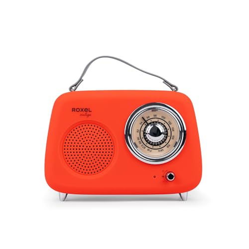 Roxel RFM01 Retro FM Radio Party speaker – Timeless Design, Superior Sound, FM Radio, MP3 Playback & Wireless BT Streaming, Perfect as a Gift (Red)