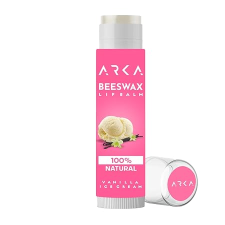 Arka 100% Natural Beeswax Lip Balm | Organic, Hydrating Lip Care for Smooth & Soft Lips-Transparent (5g, Vanila)