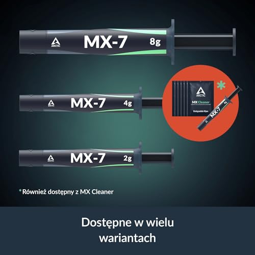 ARCTIC MX-7 (8 g) – Wysokowydajna pasta termoprzewodzącaj do CPU, konsol, procesory, kart graficznych i laptopów. Bardzo wysoka przewodność, długa trwałość, nieprzewodząca, niepojemnościowa