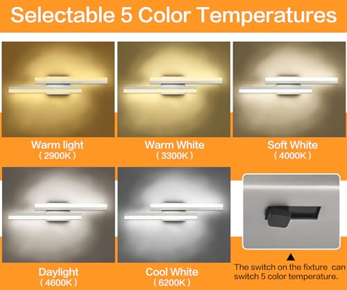Image of PRESDE 24 Inch LED Vanity Light Brushed Nickel Bathroom Light Fixtures Over Mirror Modern Bath Lighting Bar 5CCT