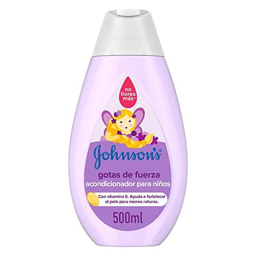 JOHNSON'S acondicionador para niños Gotas de fuerza, acondicionador para pelo que potencia la fortaleza natural del cabello de tu bebé, botella, 1 x 500 ml