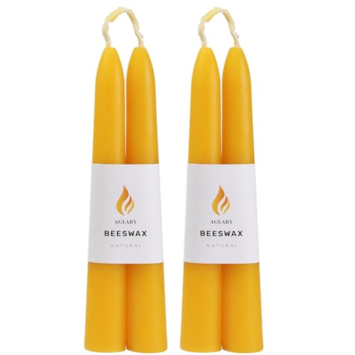 4-Pack 6 Pure Beeswax Spell Candles Natural Yellow Meditation & Ritual