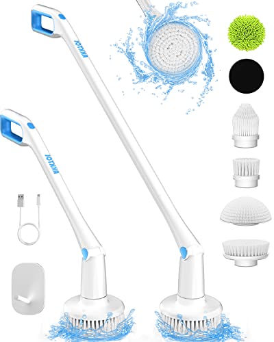Akktol Electric Spin Scrubber, Cordless Cleaning Brush With 6 Replaceable Waterproof Brush Heads, Up To 300Rpm, 1.5H Runtime, Extension Arm, Power Shower Scrubber For Bathroom, Tub, Tile, Wall, Floor #TOP4