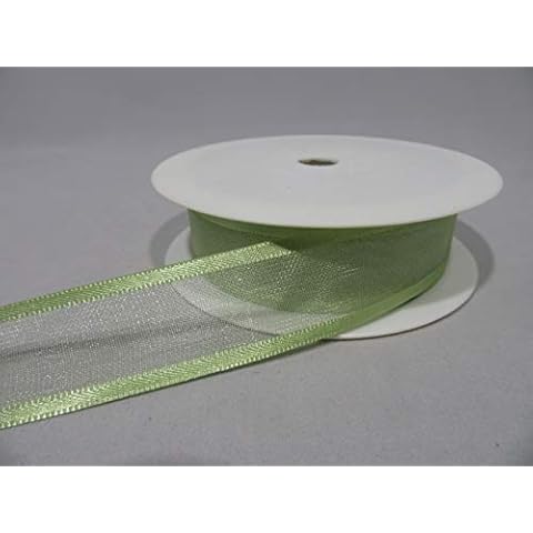 2 metres x 25mm Edged Organza Ribbon Sage Light Green Double sided Satin Edge sheer 25 mm 2.5cm Cover
